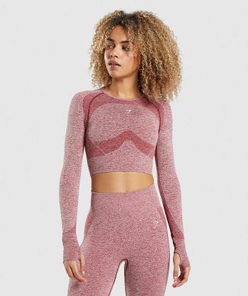 Gymshark Flex Sports Long Sleeve Ženske Ošišane Majice Bordo | HR 3589GSO